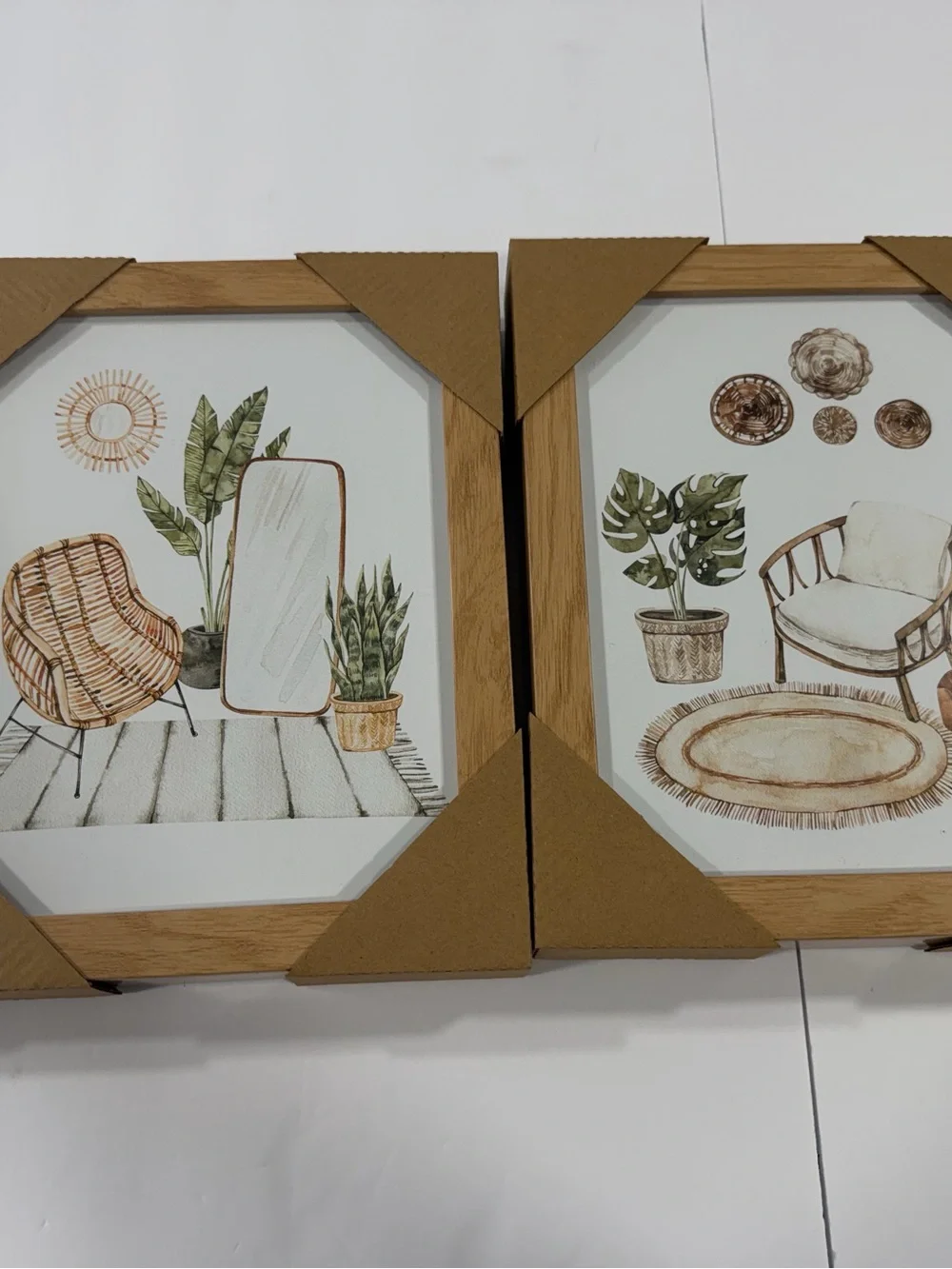 Wooden Botanical Wall Art Pair in Natural Brown